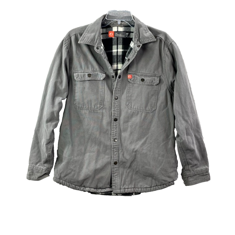 The American Outdoorsman Shacket Mens Medium Plaid Fleece Lined Outdoor Workwear